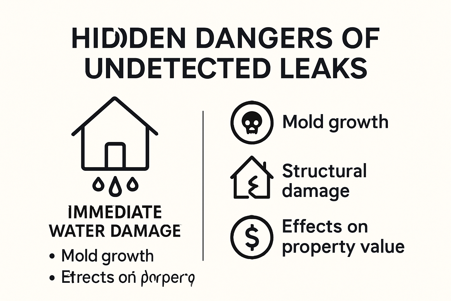 Infographic showing risks and effects of hidden water leaks in homes
