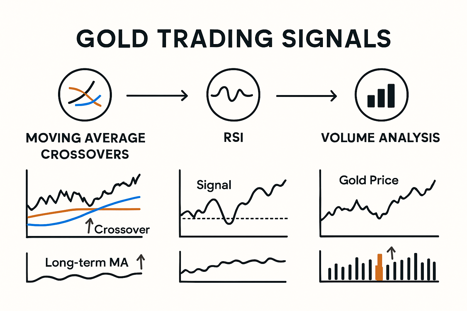 Infographic illustrates trading signals for gold price