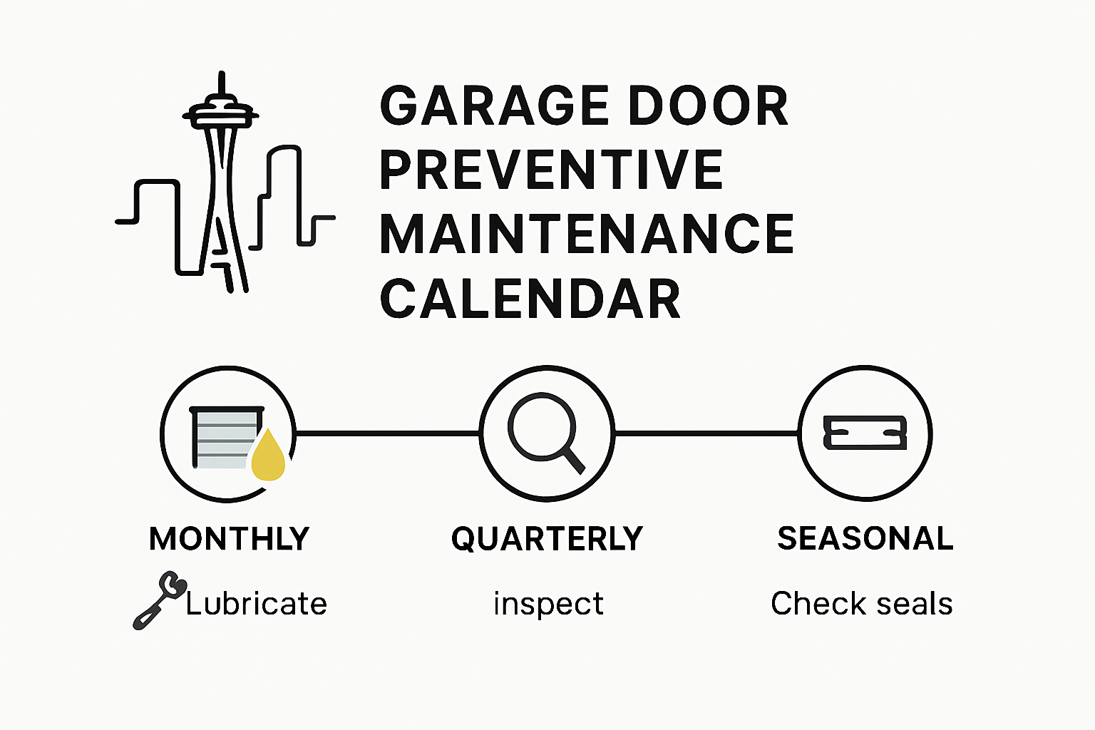 Garage door preventive maintenance calendar infographic