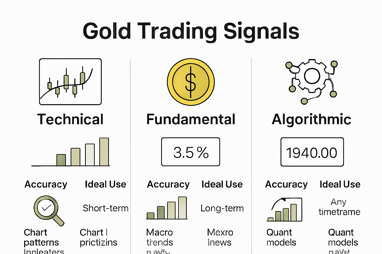 Infographic comparing types of gold trading signals
