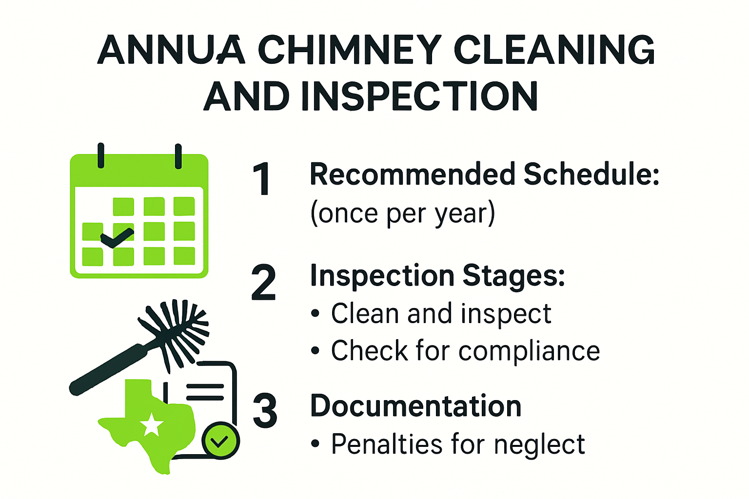 Texas chimney cleaning regulations inspection process infographic