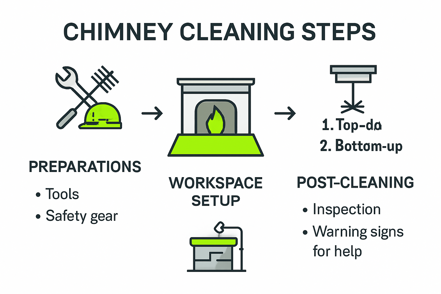 Chimney cleaning steps infographic for Texas homeowners