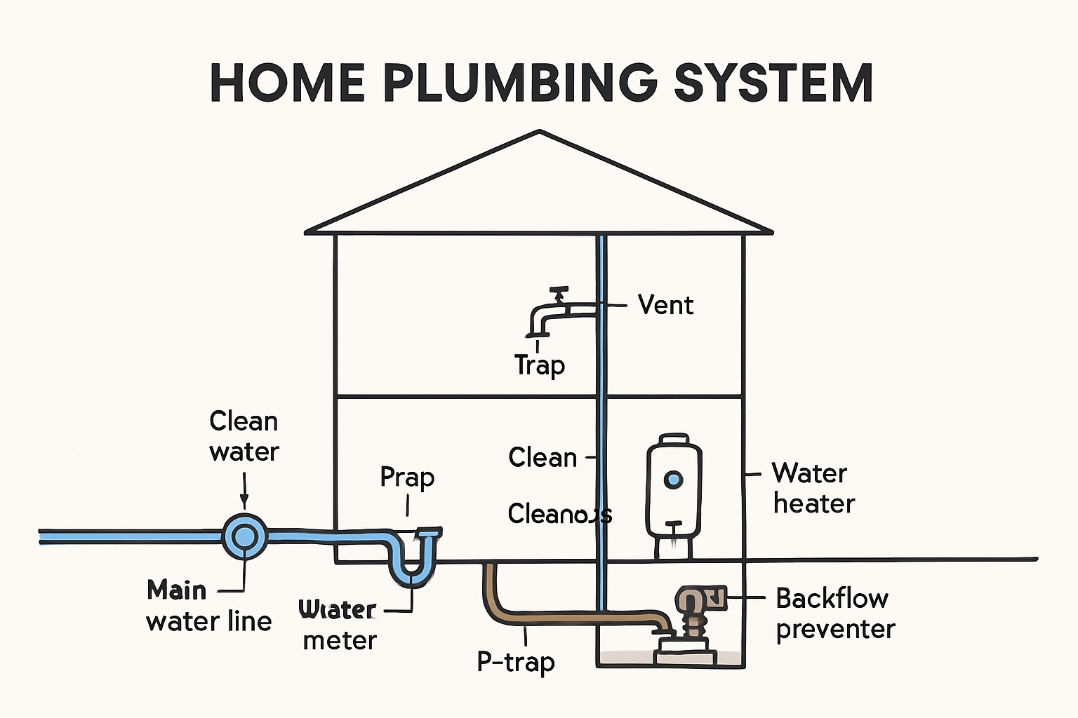 Home plumbing system components and terms visual