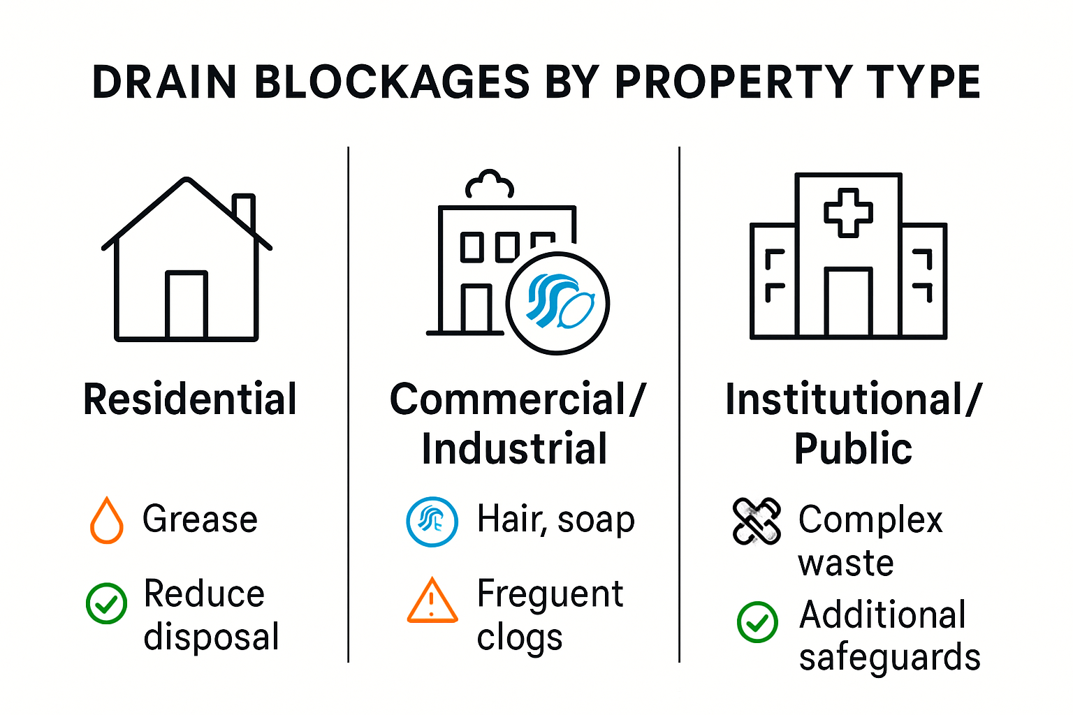 Drain blockage types in Ottawa properties infographic