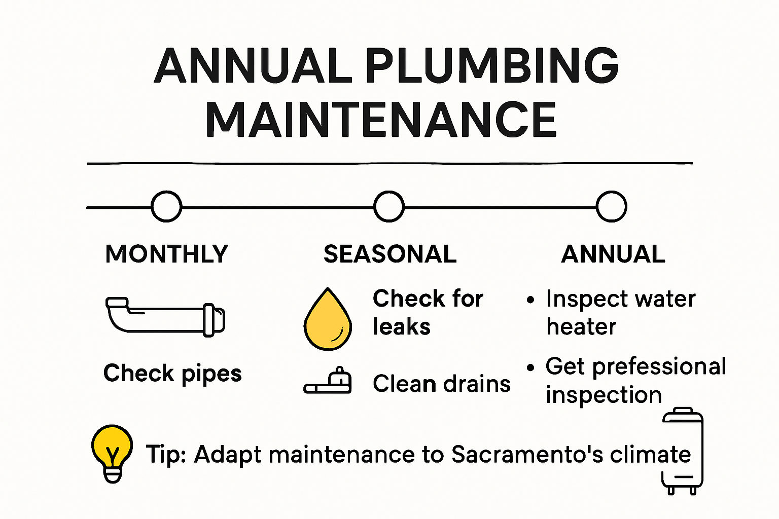 Annual home plumbing maintenance schedule infographic
