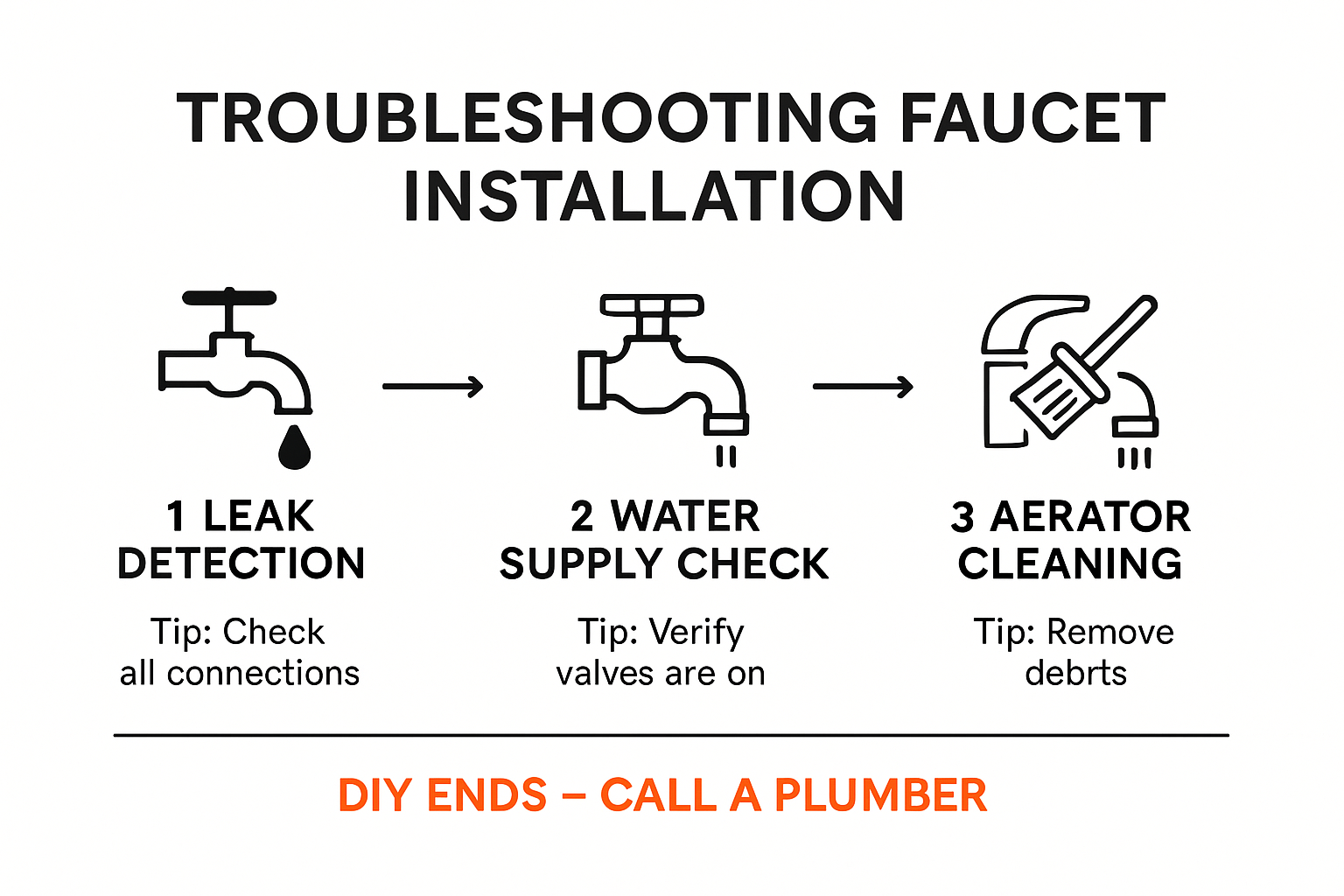 Faucet troubleshooting steps and fixes infographic