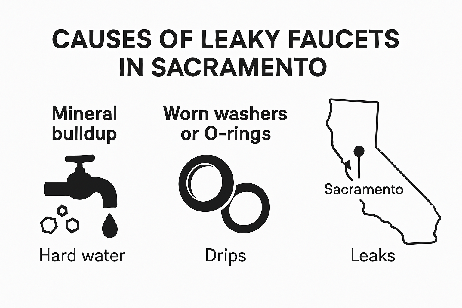 Infographic showing leaky faucet causes in Sacramento homes