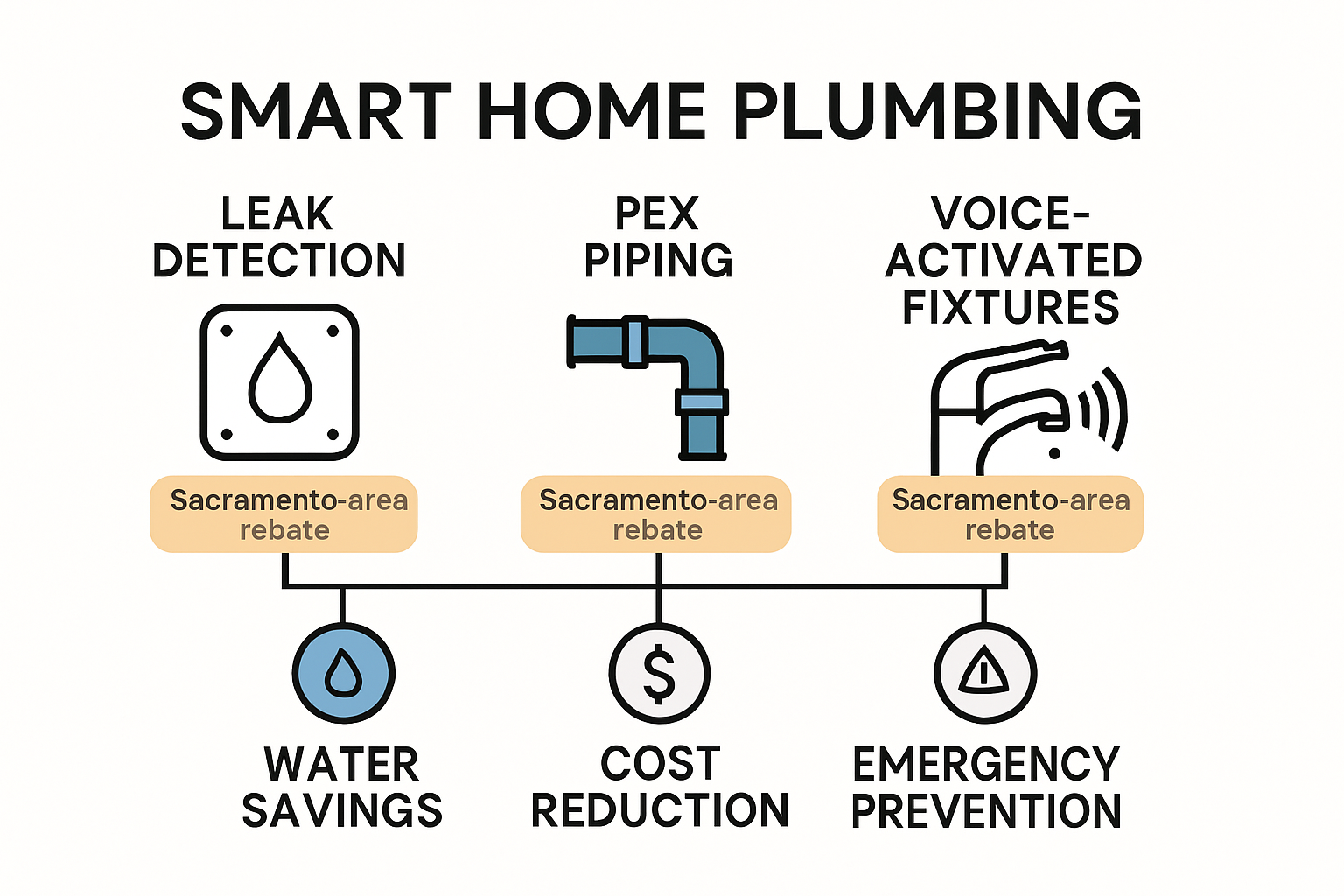 Infographic on types of smart plumbing systems and homeowner benefits