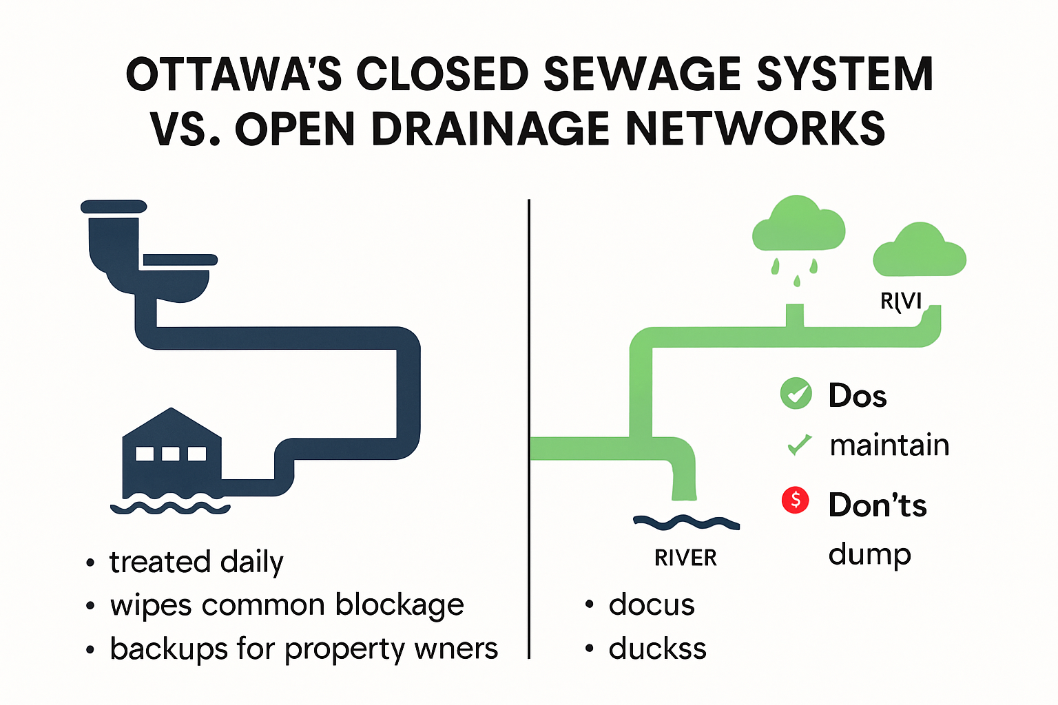 Sewage vs drainage systems Ottawa visual comparison