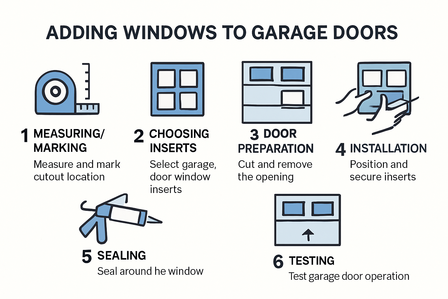 6-step infographic for adding garage door windows