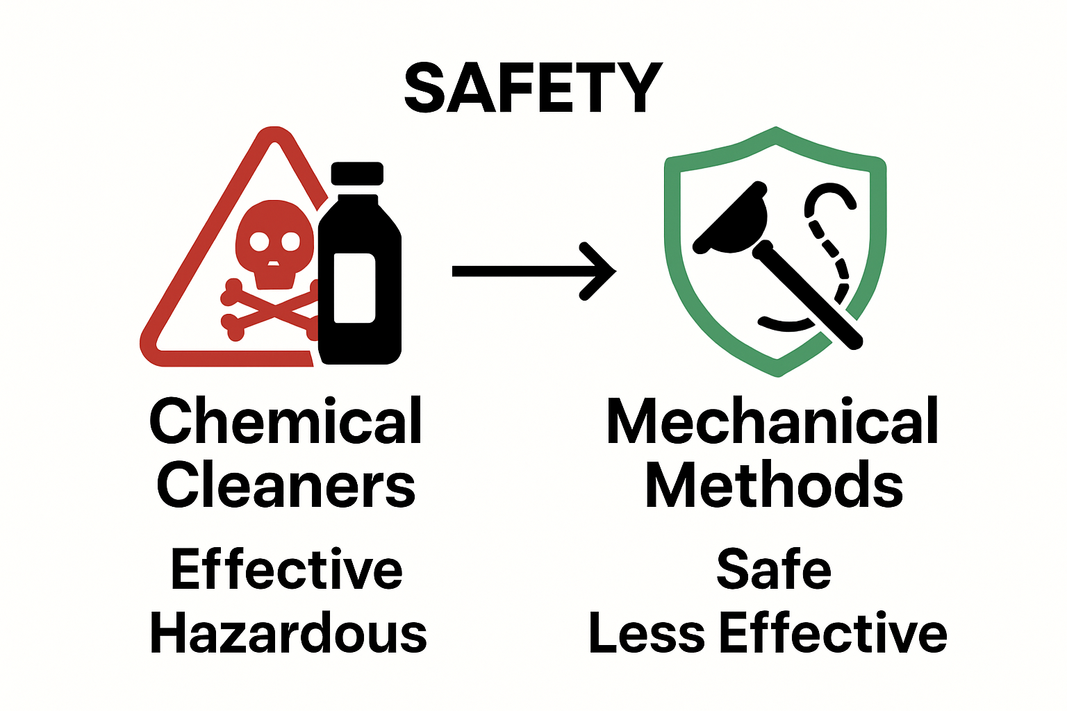Mechanical vs chemical drain cleaning infographic