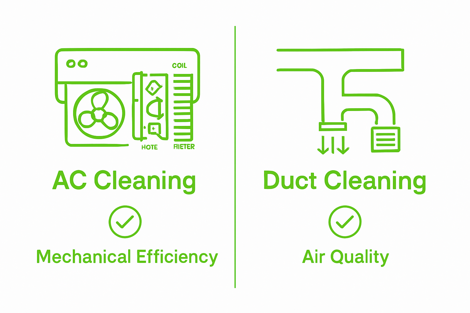 Infographic visualizing difference between AC cleaning and duct cleaning