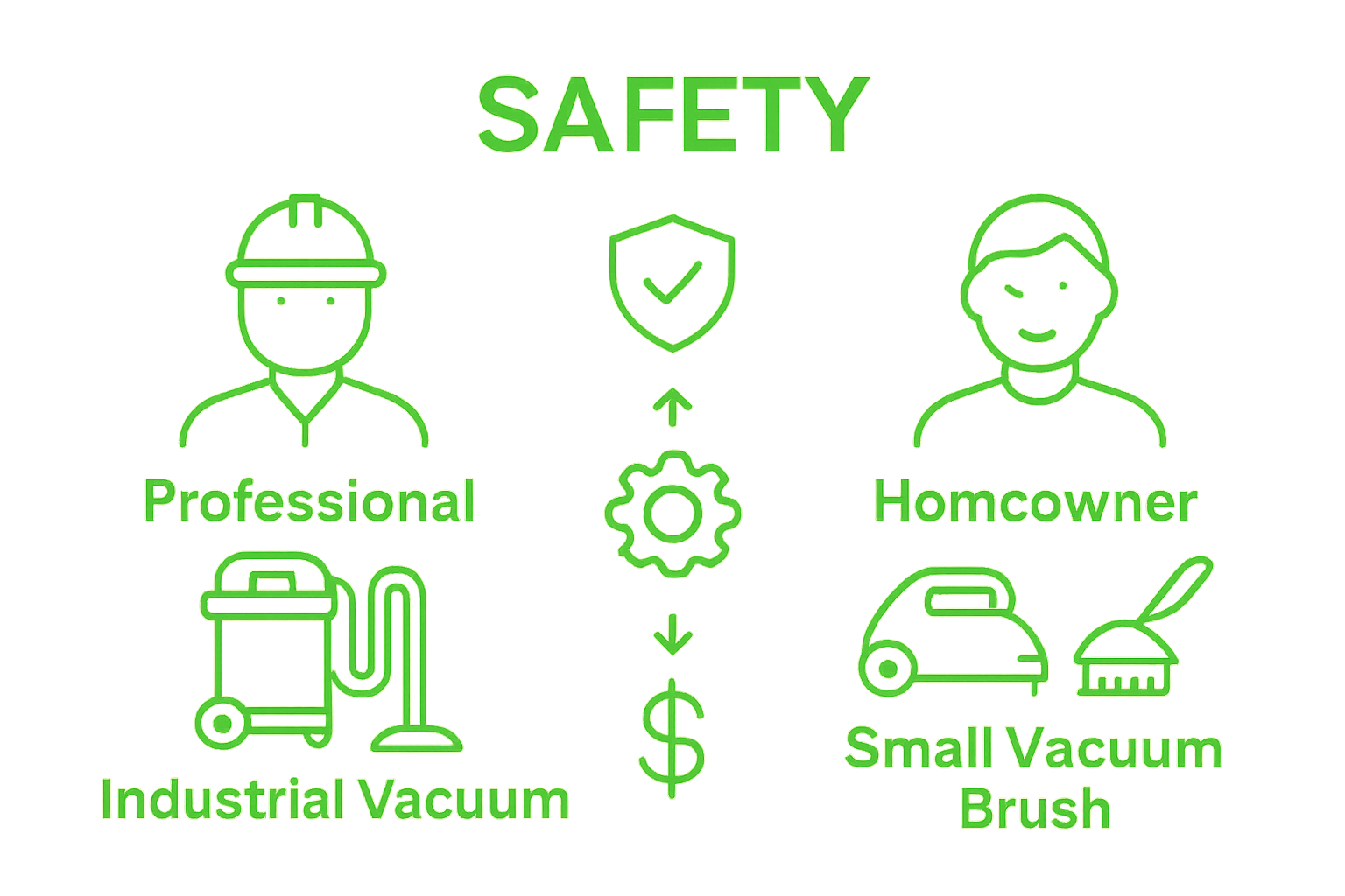 Infographic comparing pro and DIY vent cleaning tools, safety, and cost