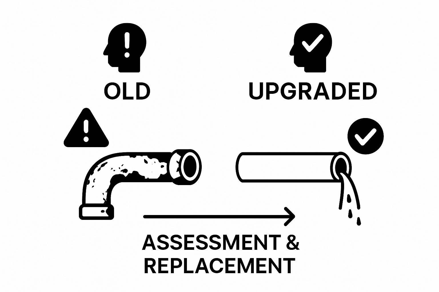 Infographic comparing old vs. modern plumbing pipes