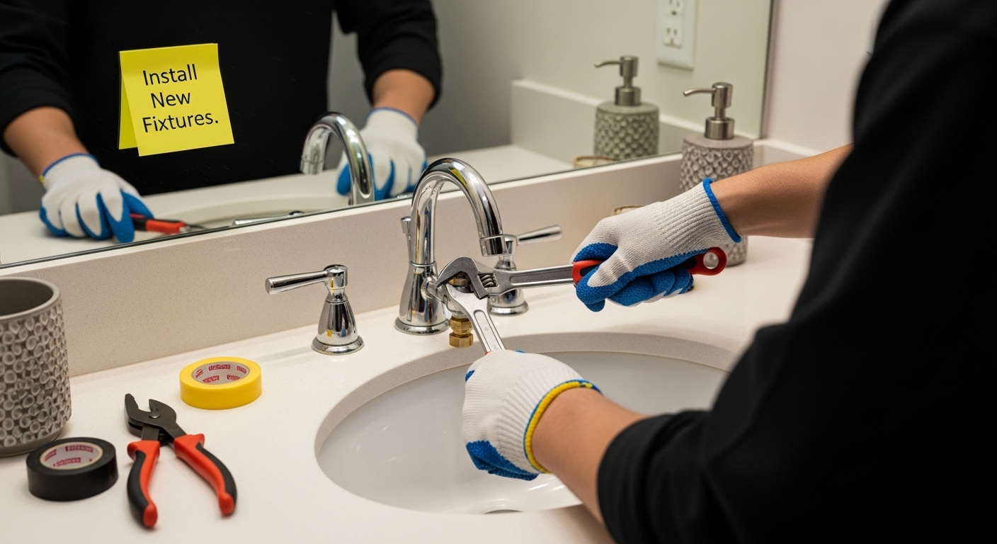 bathroom fixture installation step