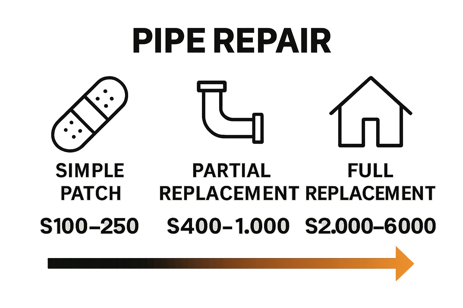 Comparison of patch, partial and full pipe replacement costs