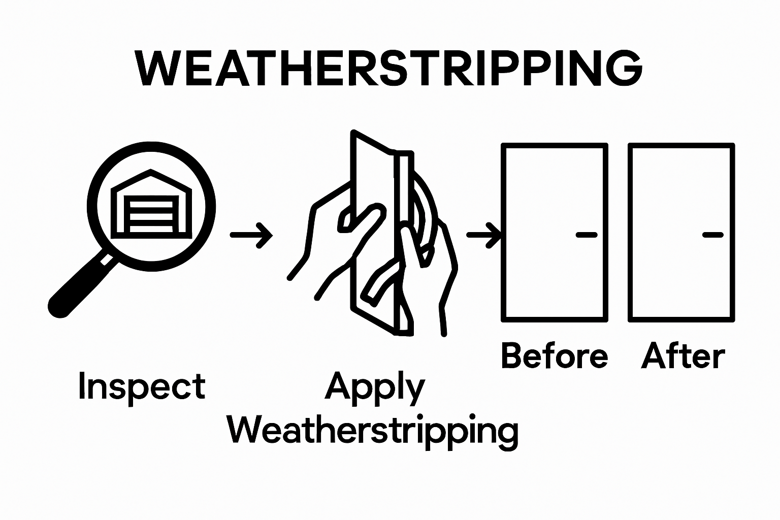 Step-by-step weatherproofing garage door process visualized