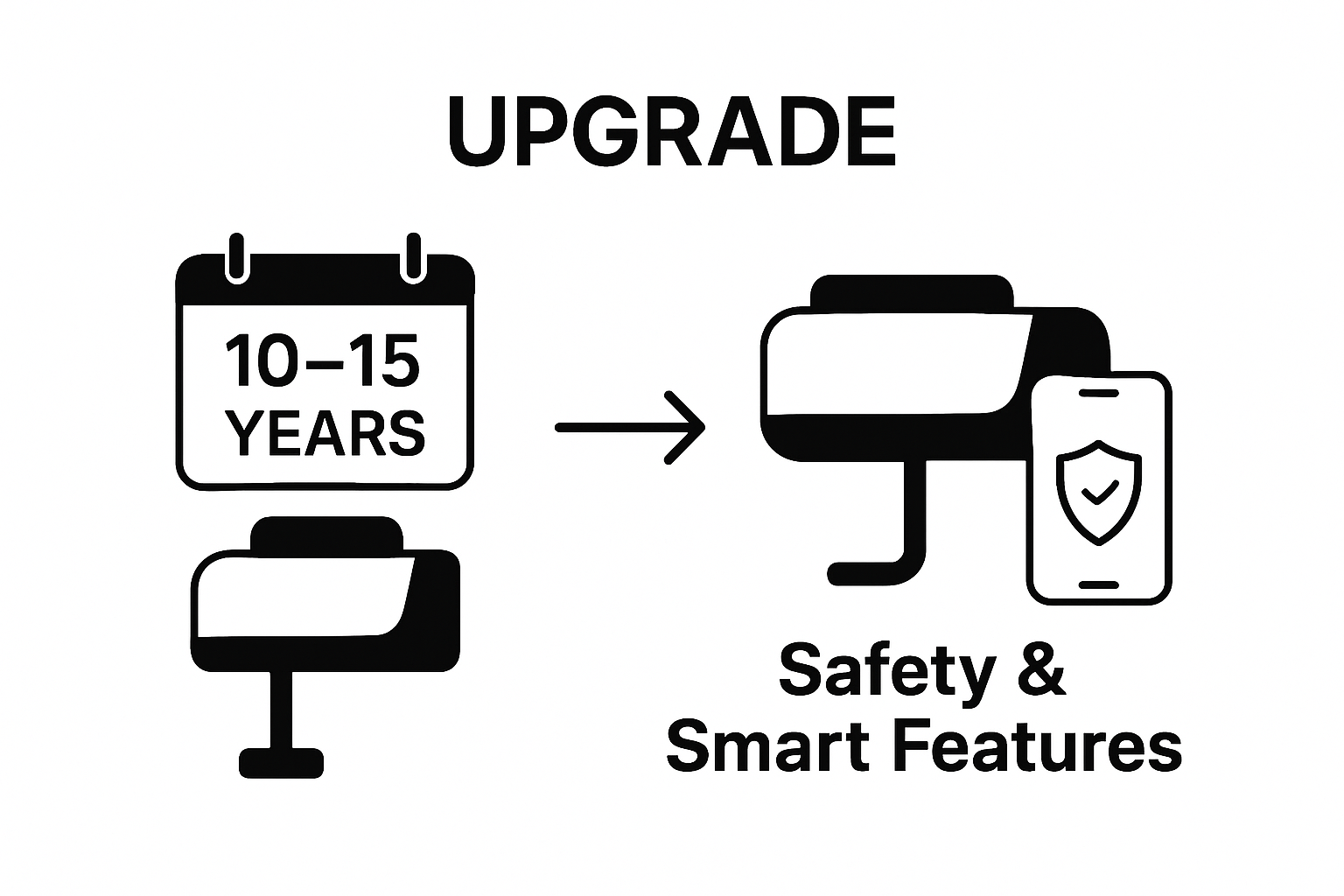 Infographic comparing old and new garage door opener features