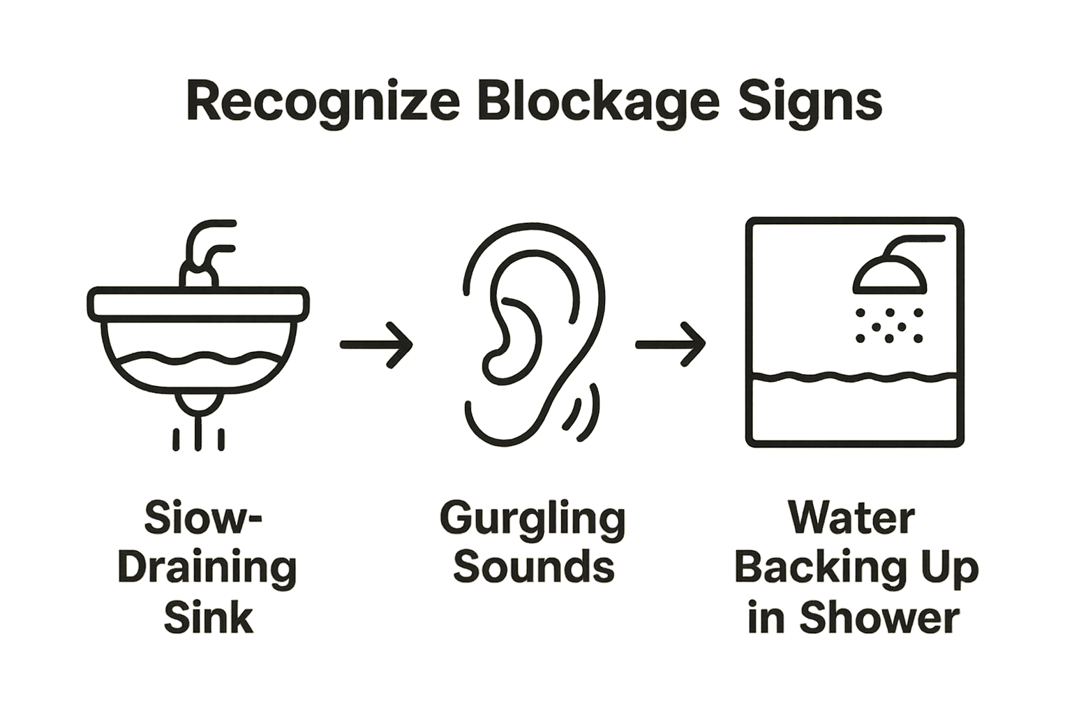 Infographic of three main sewer line blockage warning signs