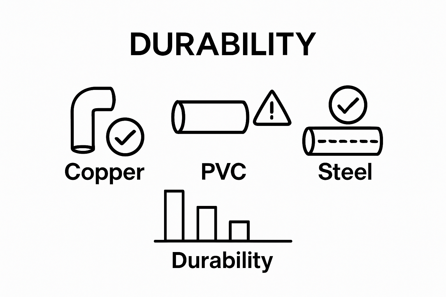 Comparison of copper, PVC, and steel pipes for main water lines