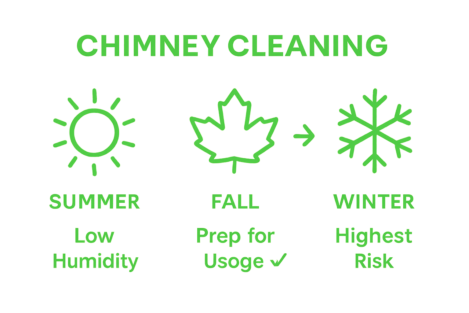 Infographic comparing best seasons for chimney cleaning