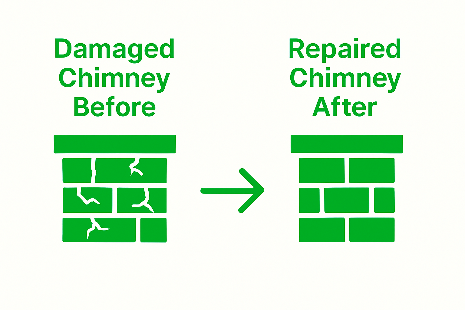 Before and after chimney repair visual comparison