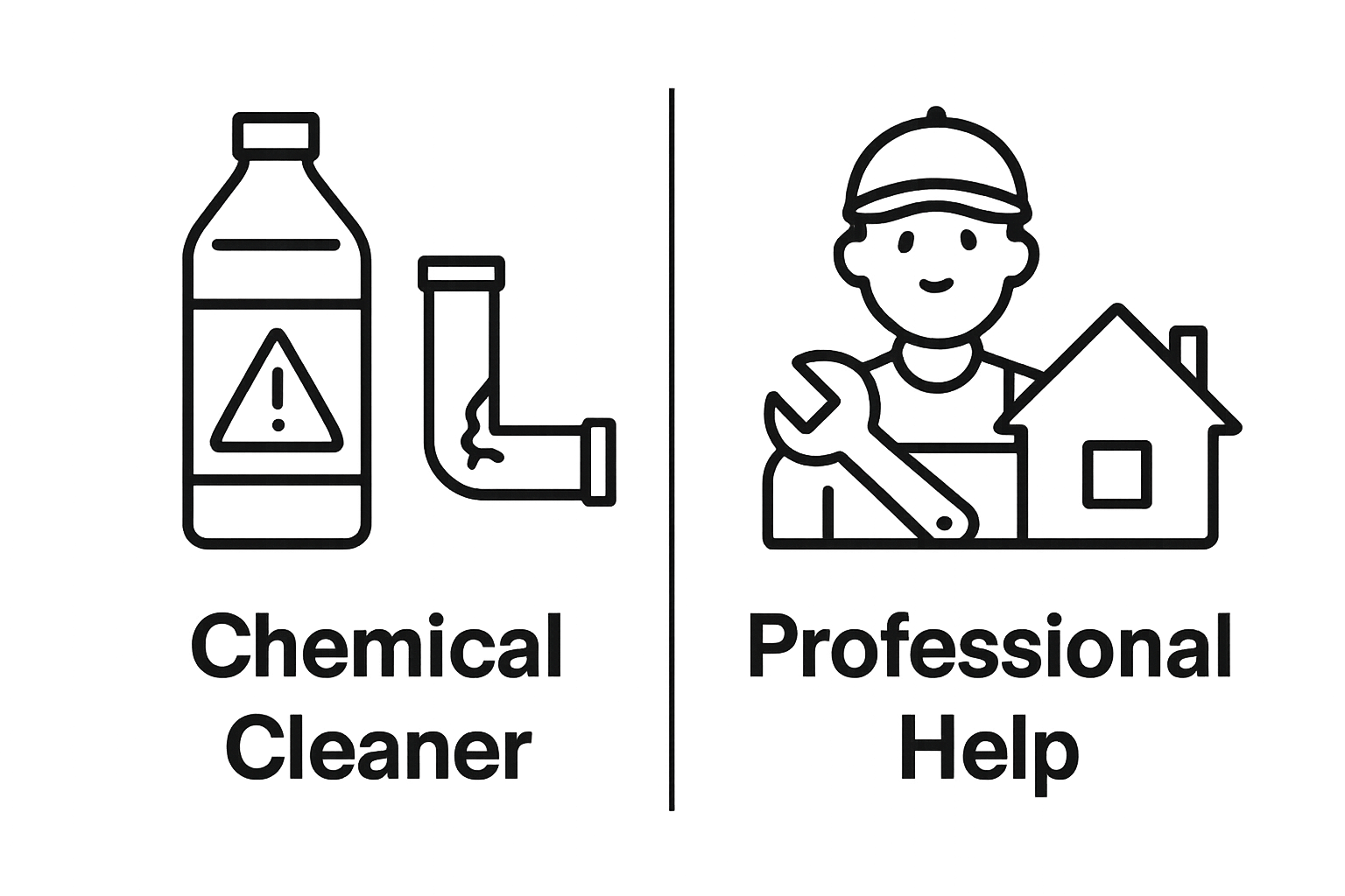 Infographic comparing chemical cleaner to professional drain maintenance
