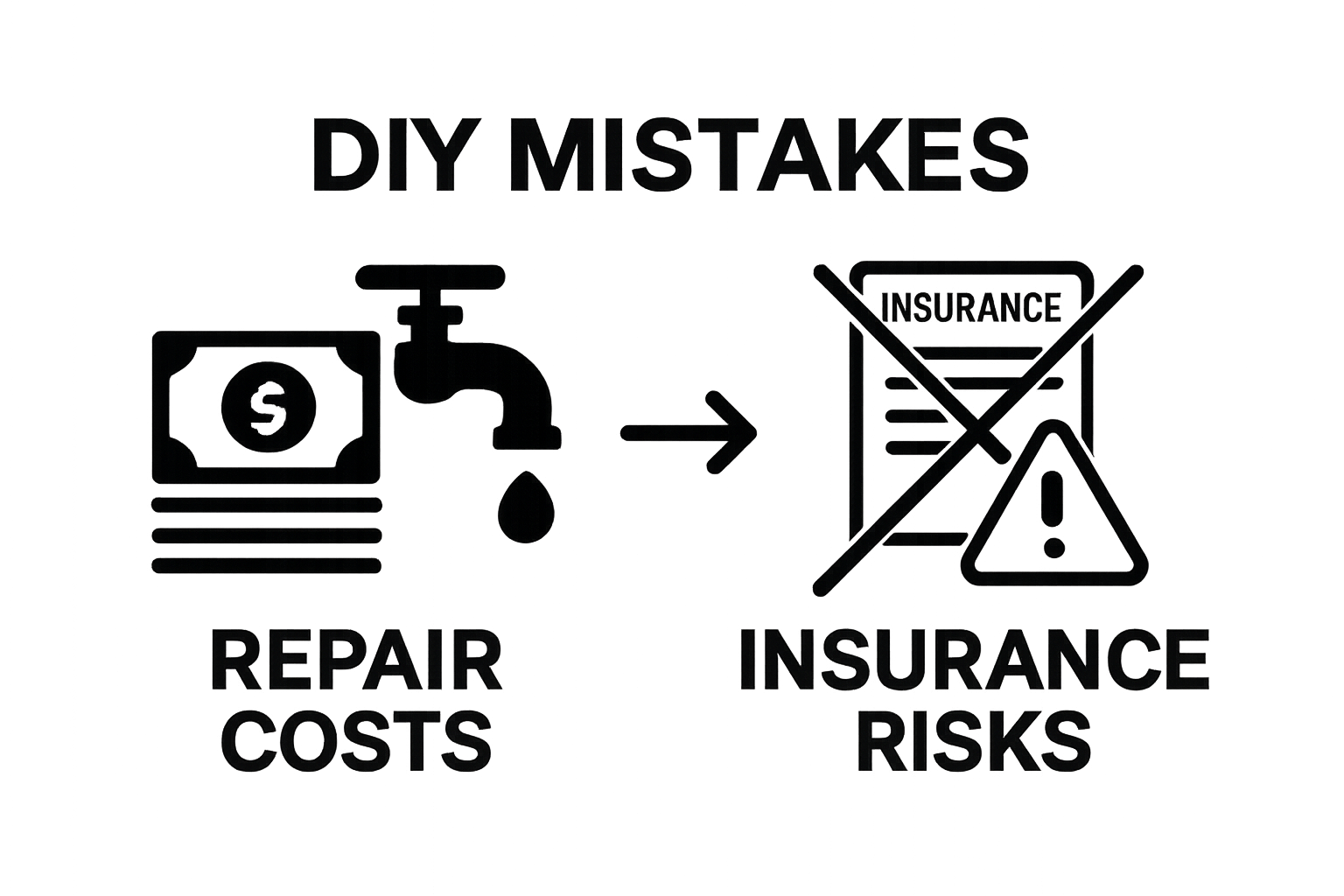 Infographic comparing repair costs versus insurance risks of plumbing mistakes