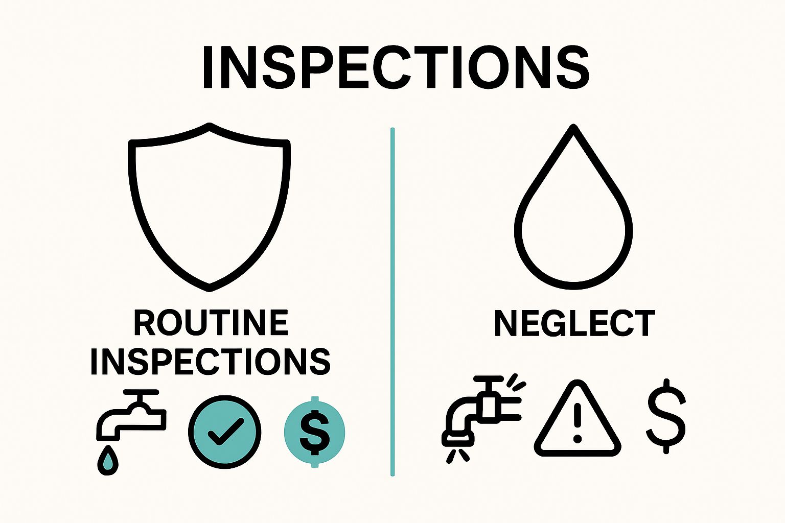 Comparison of benefits of routine pipe inspections versus risks of neglect