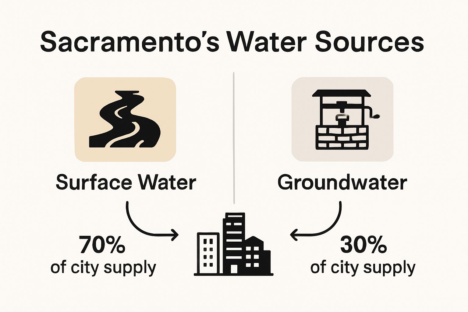 Infographic showing Sacramento’s surface water vs groundwater sources