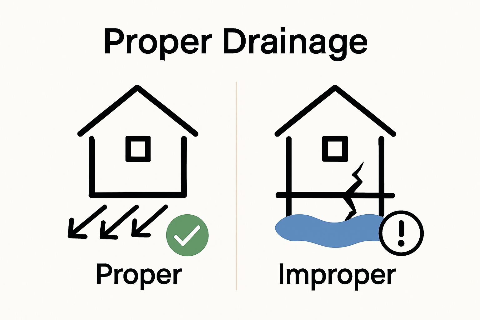 Comparison infographic: safe vs. risky home drainage