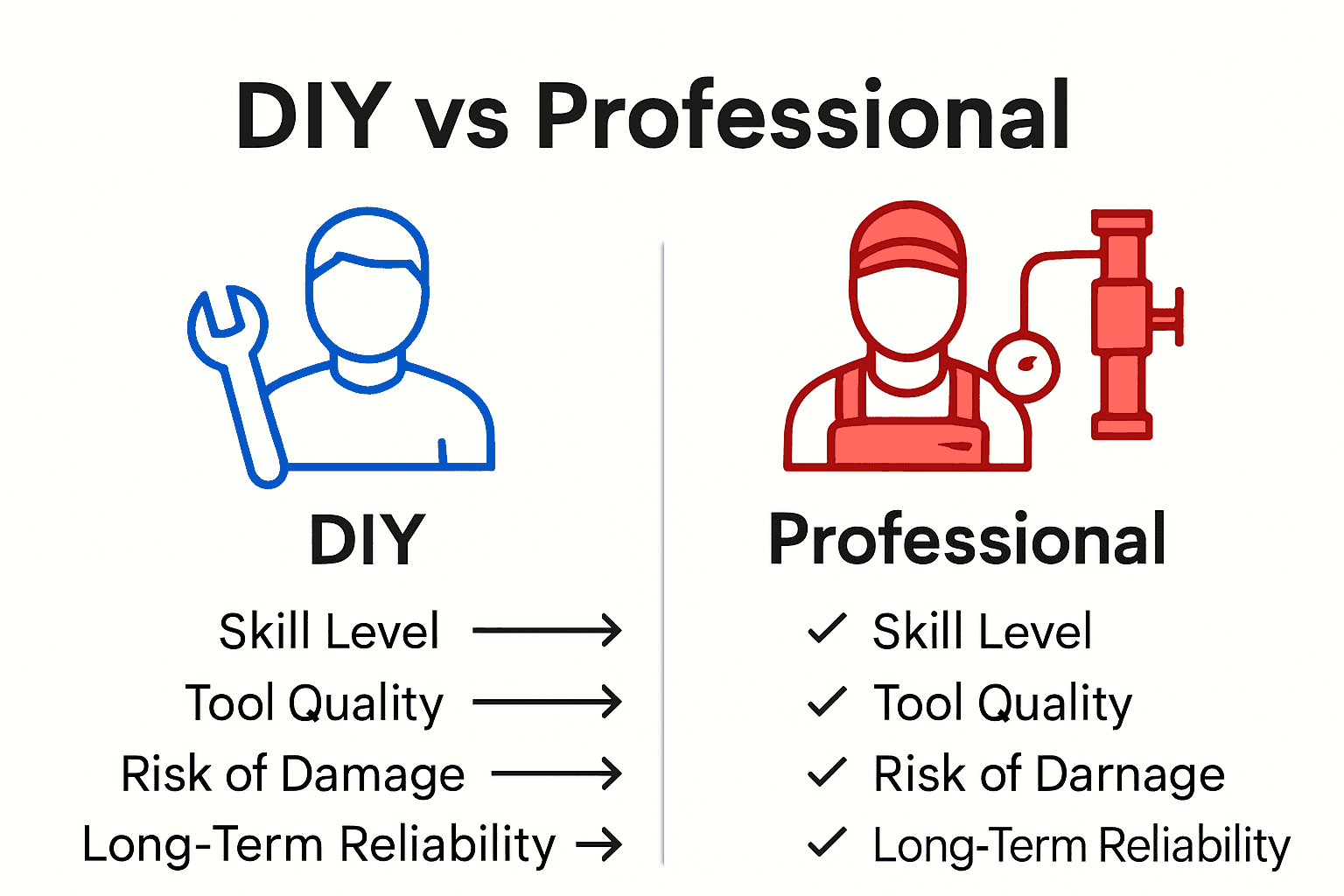 Infographic comparing DIY and professional pipe leak repairs in Sacramento homes.