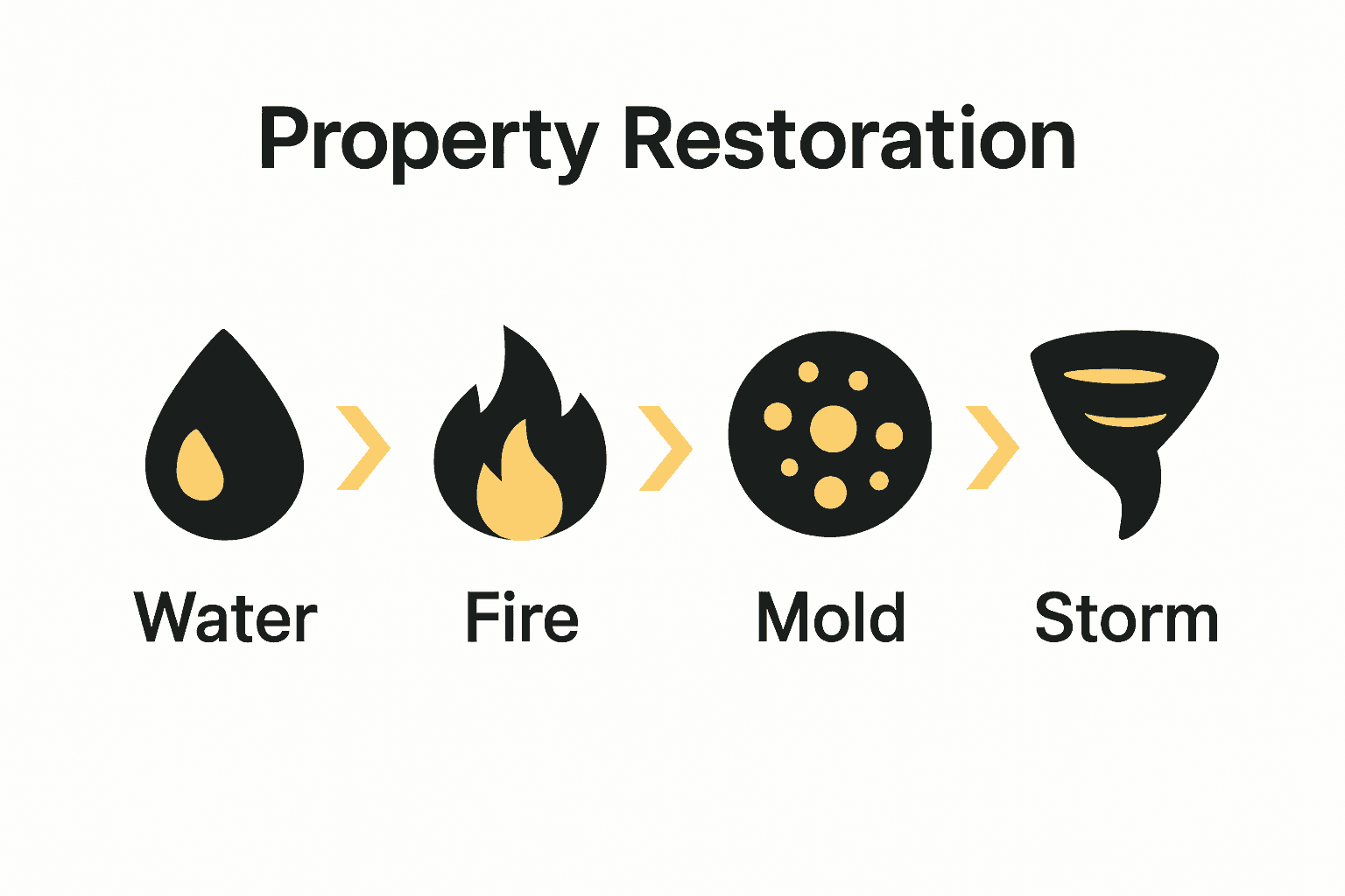 Comparison infographic of major property restoration types and their unique approaches