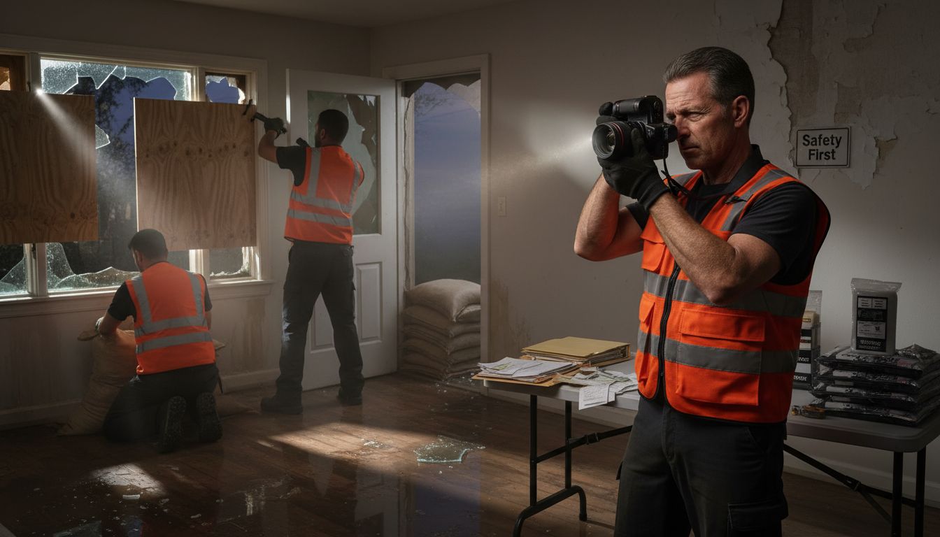 Securing property after initial damage indoors