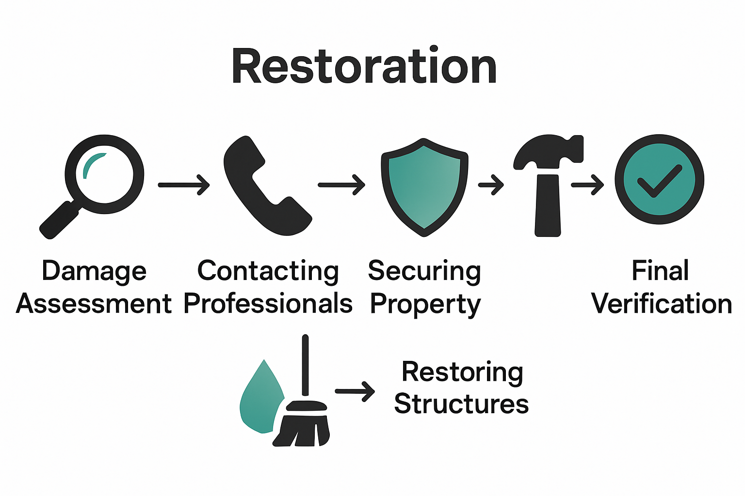 Infographic showing restoration process steps