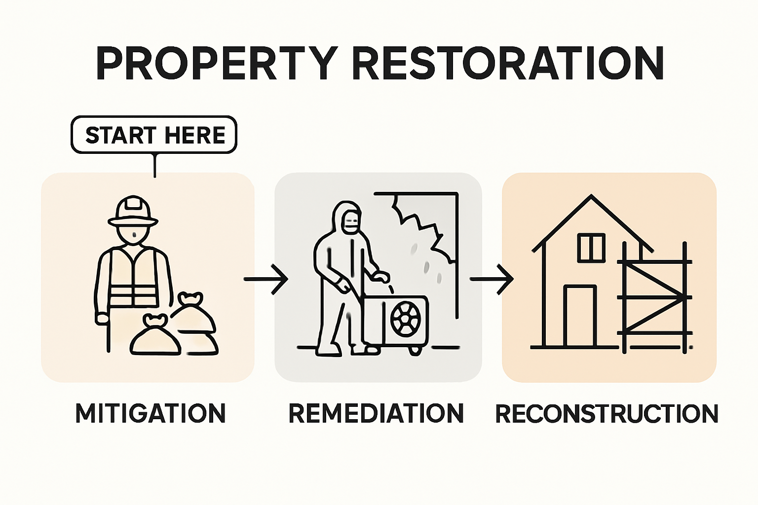 Infographic showing property restoration steps