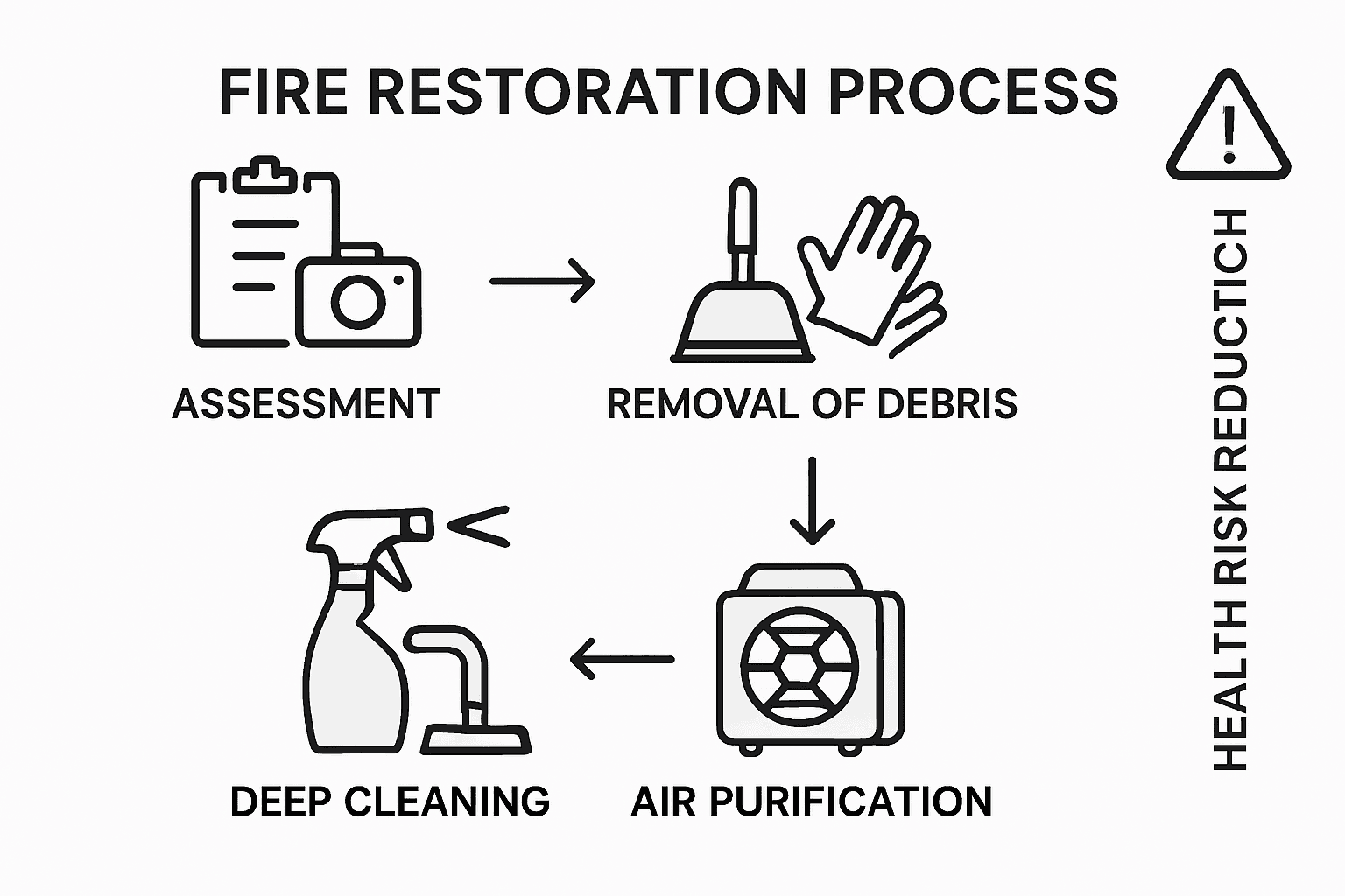 Infographic showing fire restoration process steps