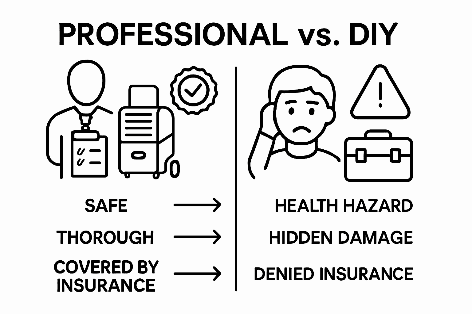 Infographic comparing professional and DIY restoration