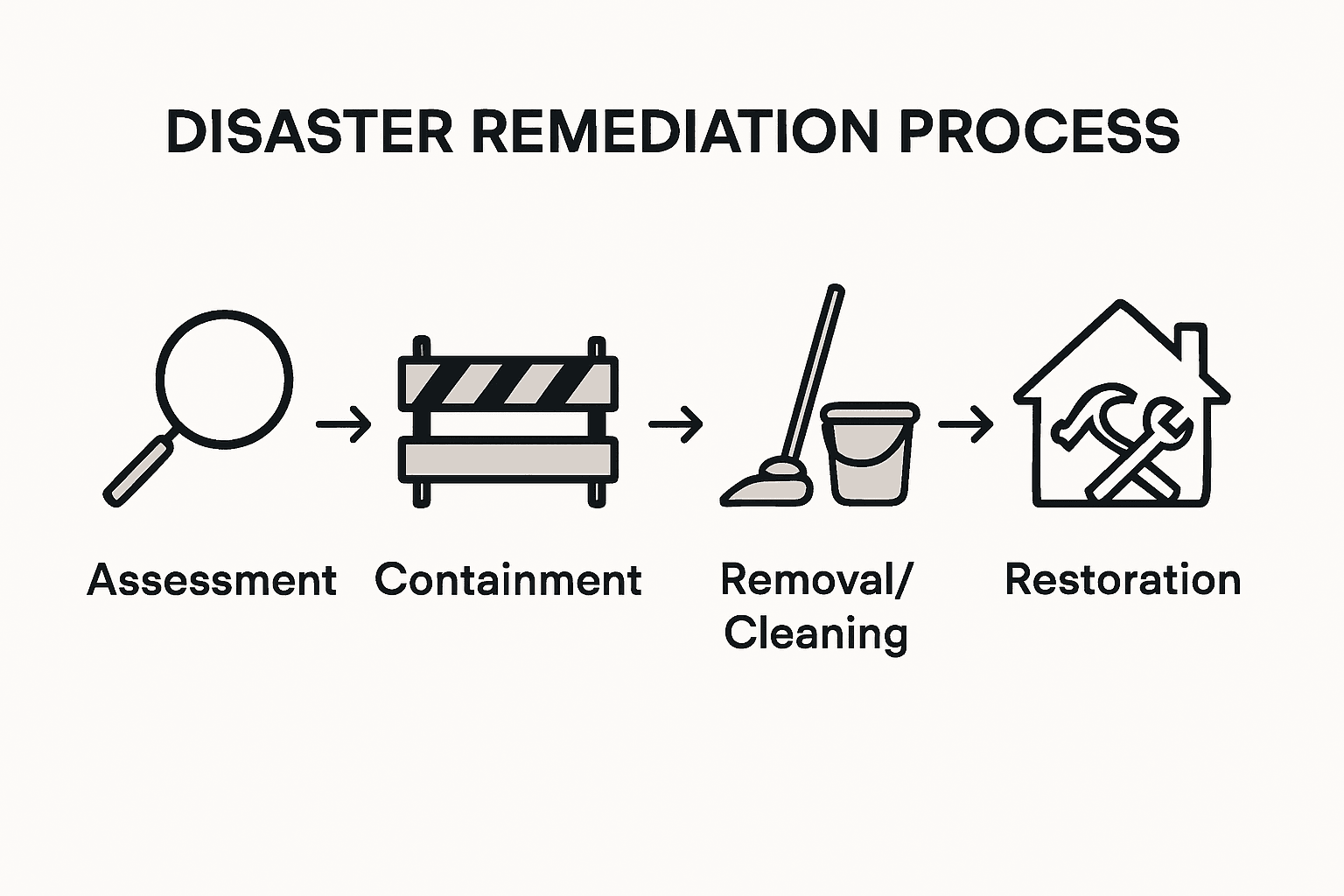 Infographic showing disaster remediation steps