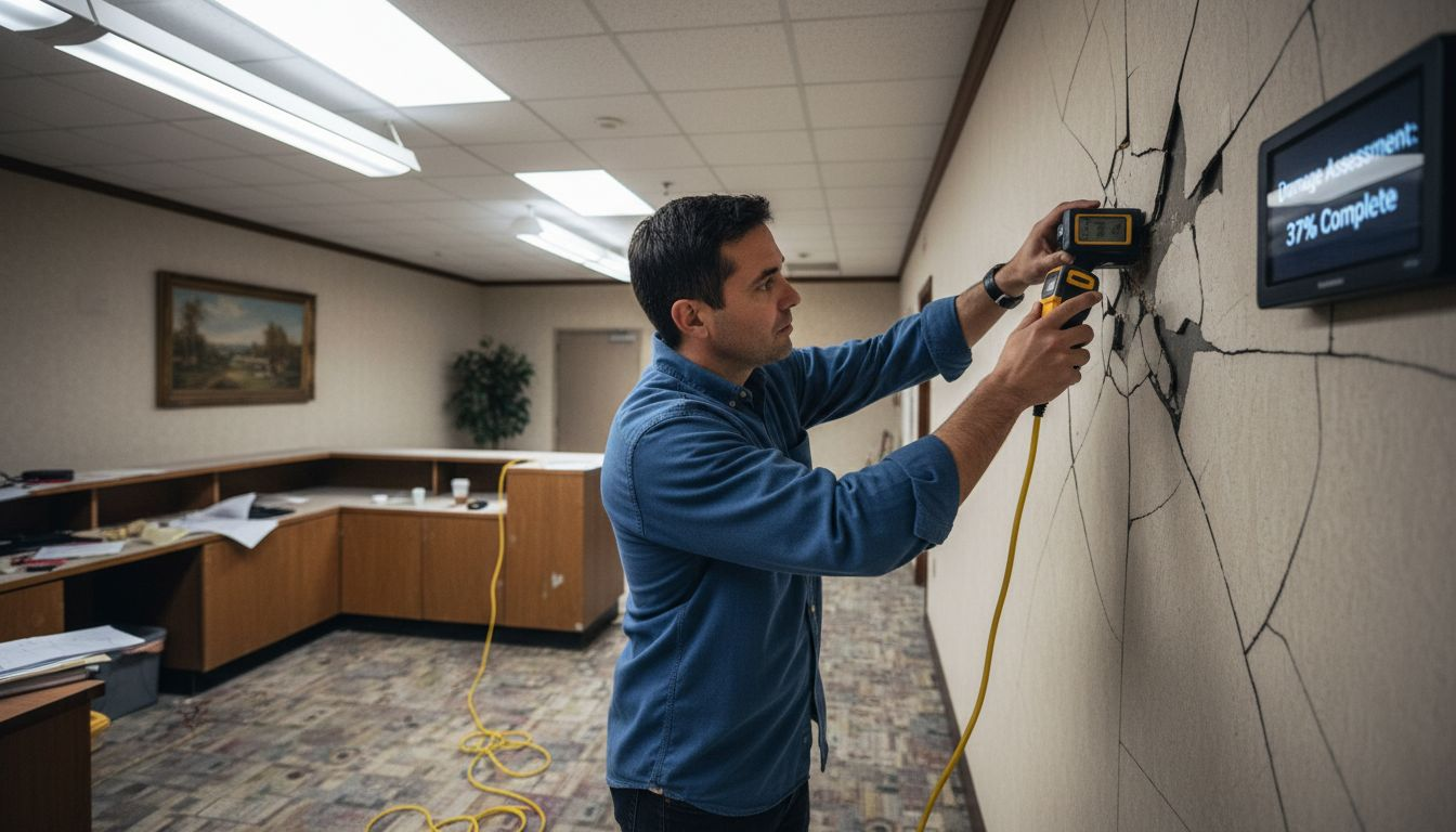 Expert measuring wall with laser device