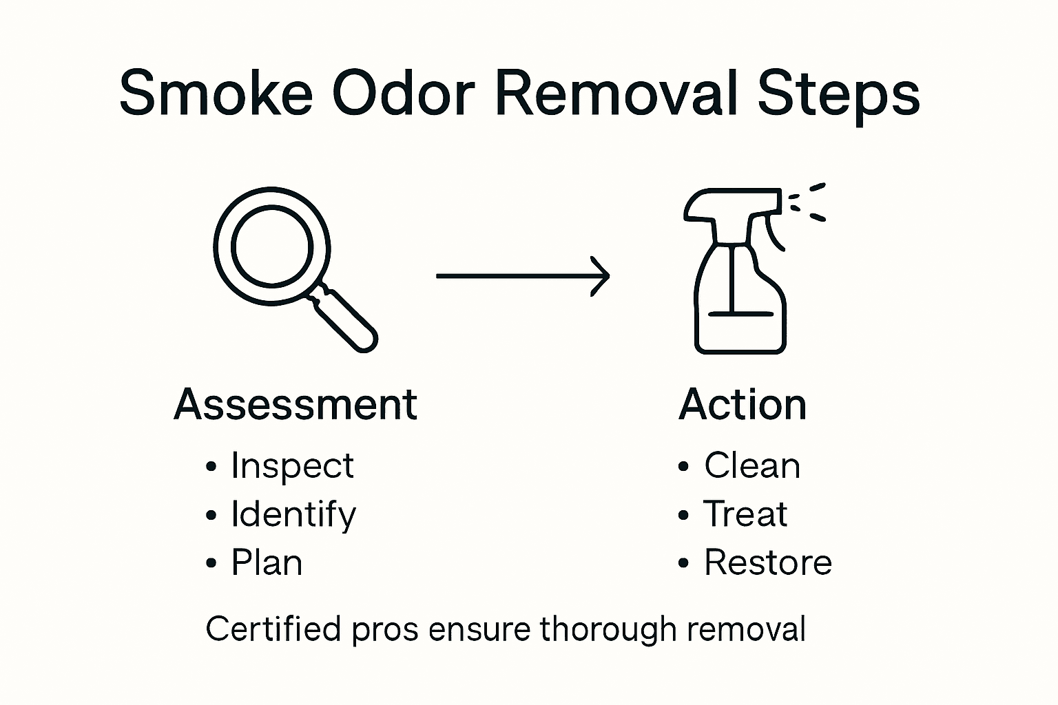 Infographic showing smoke odor removal steps