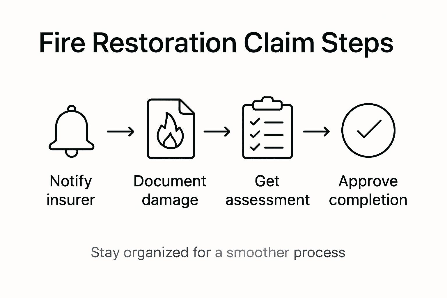 Infographic showing fire claim process steps