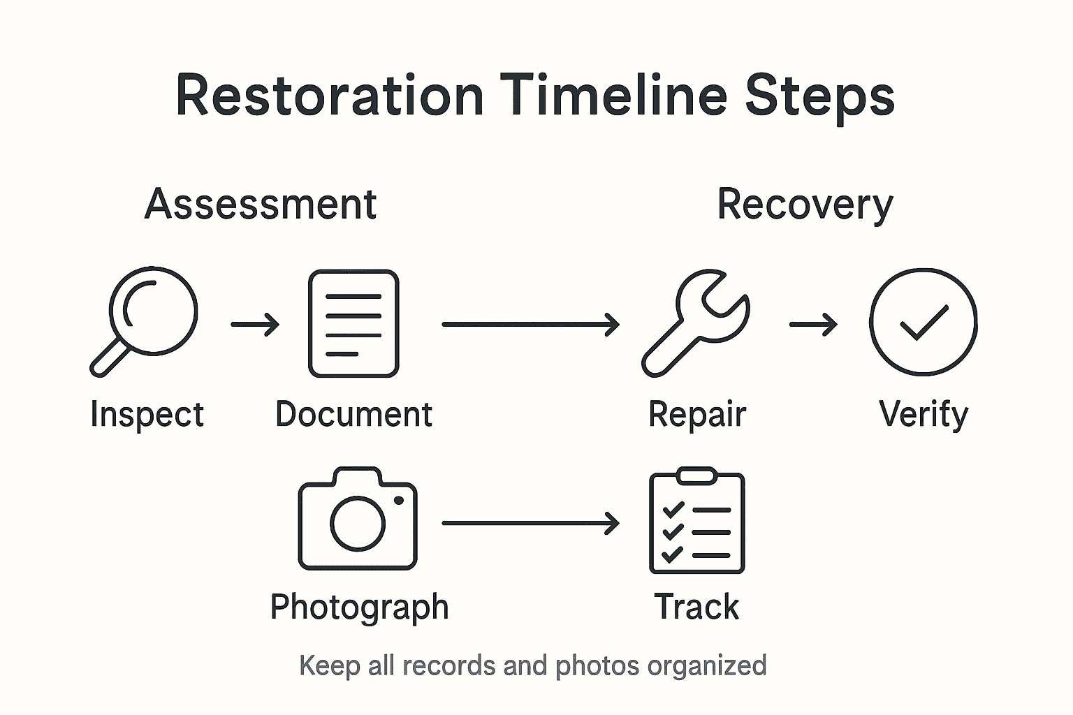 Infographic showing property restoration steps overview