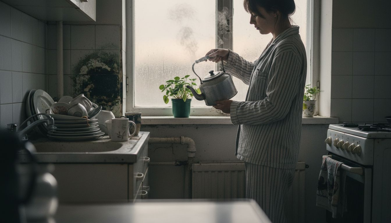 Kitchen scene showing mold and excess humidity