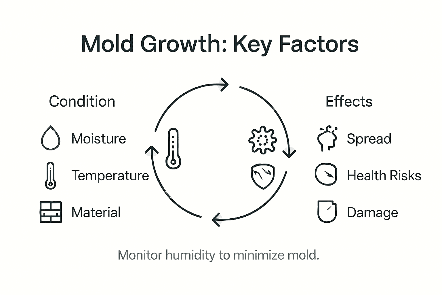 Infographic illustrating mold growth factors