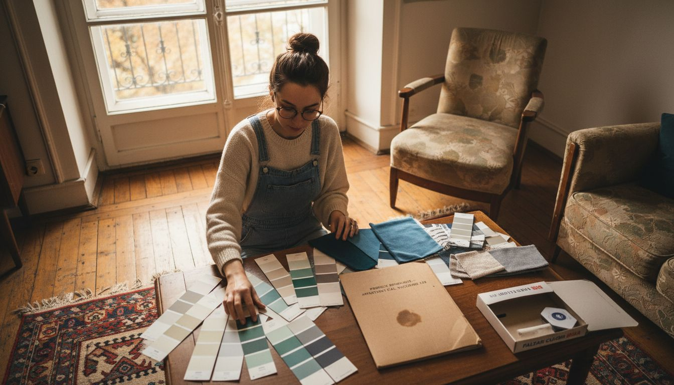 Designerul se ocupă de alegerea culorilor și a materialelor potrivite pentru amenajarea apartamentului.