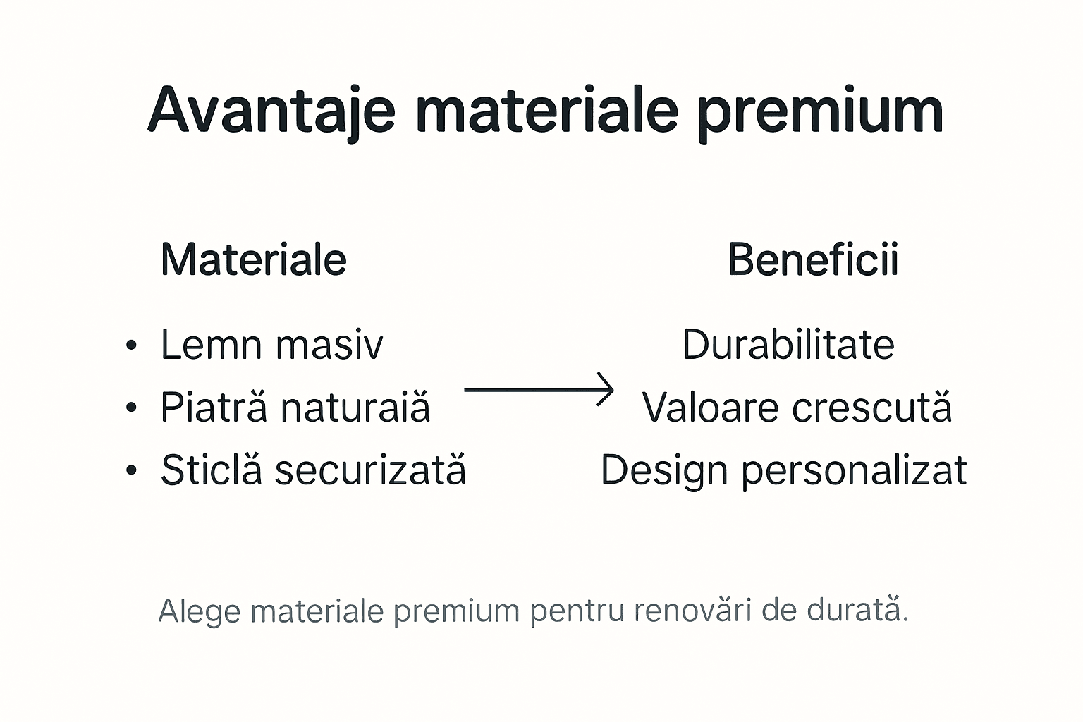 Infografic despre beneficiile materialelor de top pentru amenajarea interioară