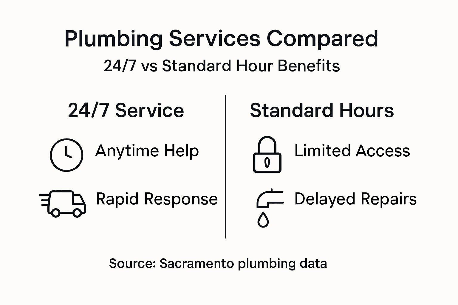 Infographic comparing 24/7 vs standard plumbing