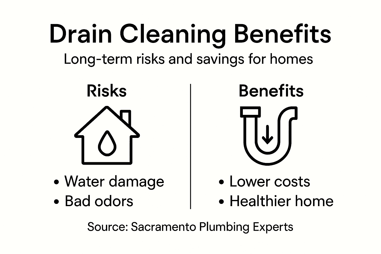 Infographic showing drain cleaning benefits and risks