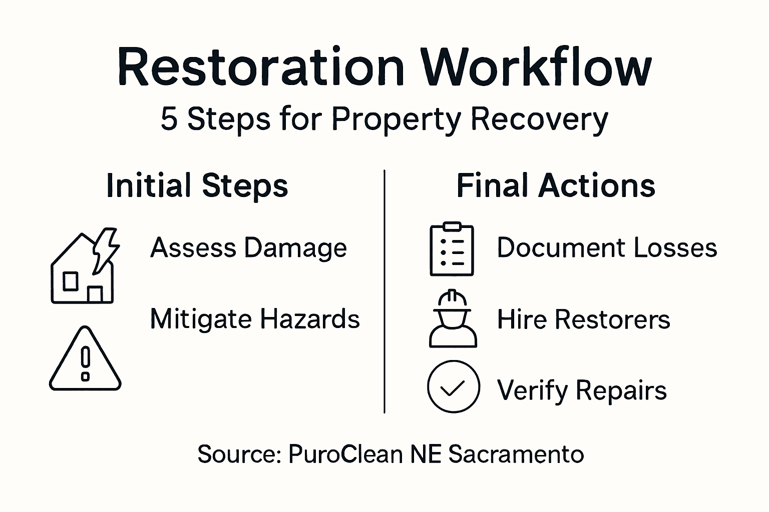 Infographic outlining restoration steps for emergencies